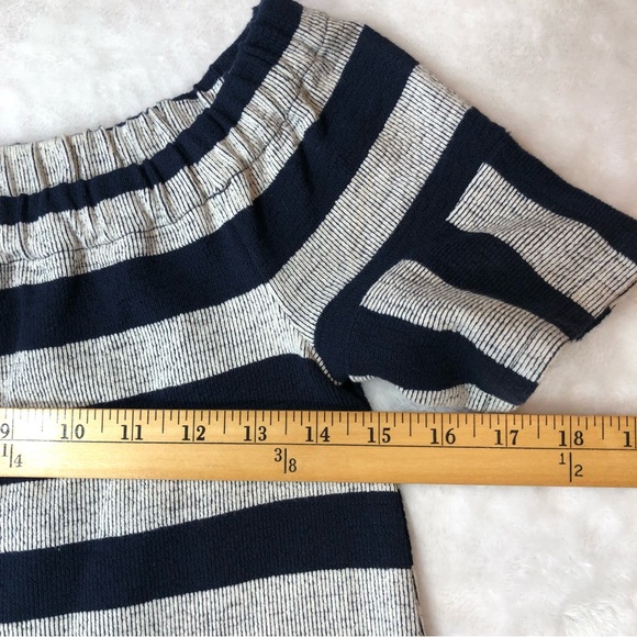 Madewell Top Women's XS Navy & White Striped Elastic Neck, NWT - Picture 4 of 6